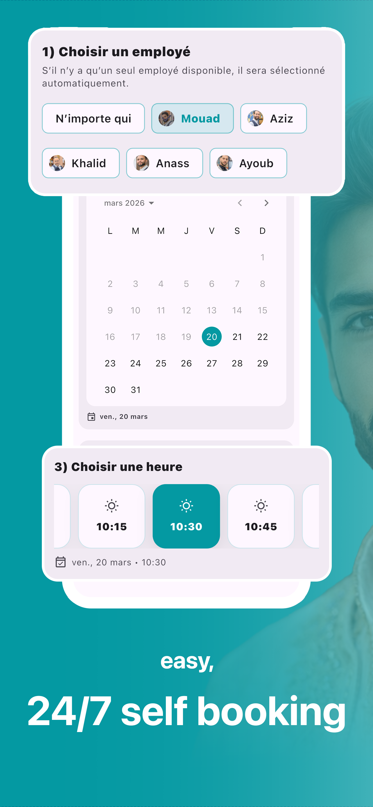 Capture de l'app client Saloony