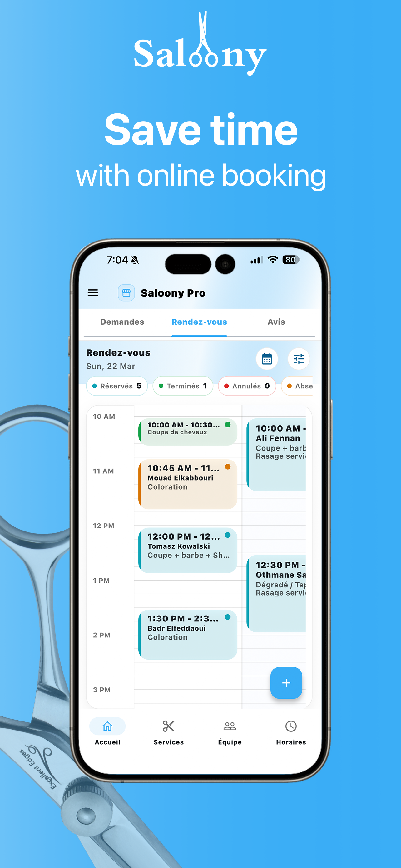 Capture de l'app pro Saloony