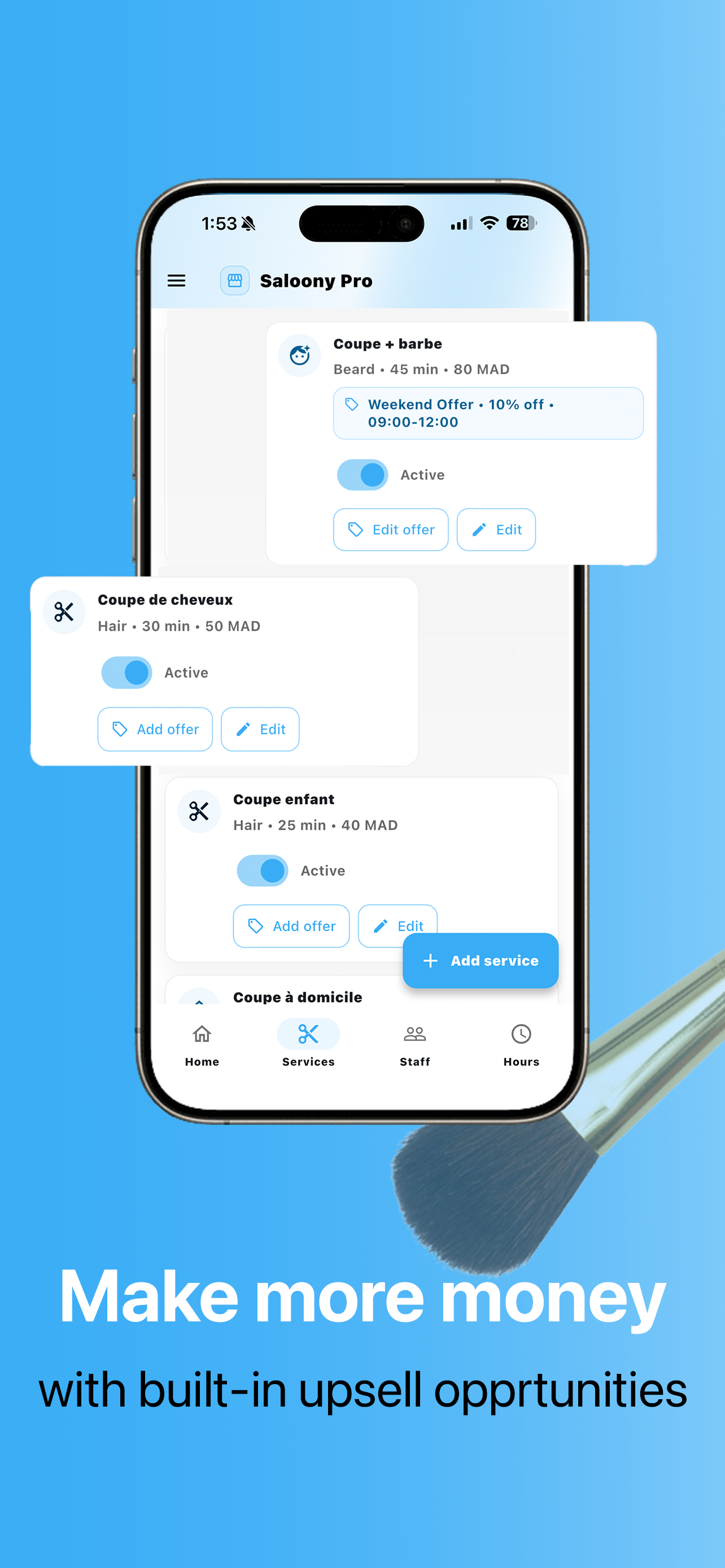 Capture de l'app pro Saloony