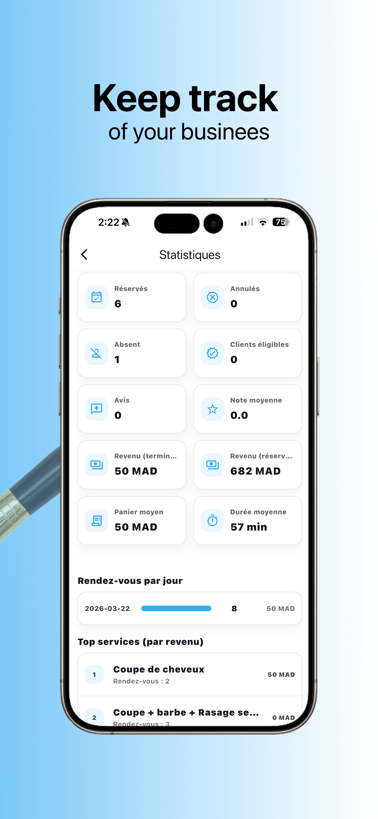Capture de l'app pro Saloony